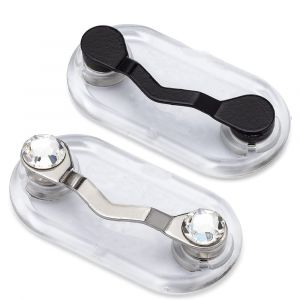 Magnétique Lunettes De Titulaire, Le Nom De La Balise, Porte-Badge, Porte-Lunettes De Soleil, Id Porte-Badge (Classiques En Noir Et Cristal Clair, Pack De 2) - Neuf