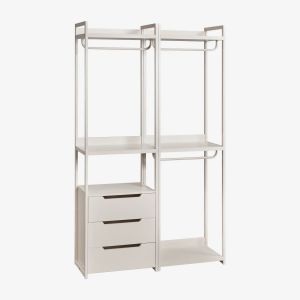 Armoire modulaire ouverte 2 pi&egrave;ces avec tiroirs en fer Velunis Blanc Gardenia - Neuf