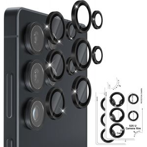 2 Pi&iquest;&iquest;ces Protecteur D'objectif D'appareil Photo Compatible pour Samsung Galaxy S25 Ultra, [R&iquest;&iquest;sistant aux Rayures] [avec Carte A'installation] Anti-Rayures Anneau en Verre Rremp&iquest;&iquest; 9H - Noir - Neuf