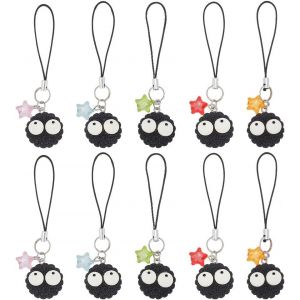 Ytseazn-10 Pièces Mignon Boule De Charbon Opaque Téléphone Portable Breloques 5 Couleurs Acrylique Étoile Dessin Animé Pendentifs Porte-Clés Voiture Suspendu Portefeuille Pendentifs Cadeau Femmes - Neuf