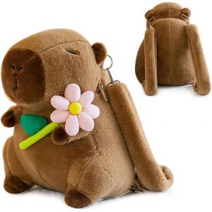 Checarzhn--No1-Capybara Sac À Dos En Peluche Capybara Pour Enfants - Sac À Dos En Peluche Pour Enfants - Motif Dessin Animé Marron - Grand Espace De Rangement - Cadeau D'anniversaire - Neuf