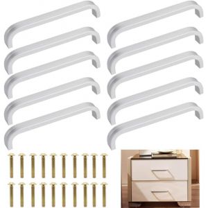 YUJTG-10 PCS Poignée de Meuble Cuisine Inox Poignet de Porte Cuisine Universel Poignet Tiroir Meuble en Aluminium Poignée Bâton De Porte Exterieure avec 20 Vis pour Cuisine Armoire Porte Placard - Neuf