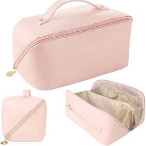 Trousse De Maquillage Femme Trousse Toilette Femme 23.5X10.5X11Cm Rose Trousse De Toilette Voyage Vanity Voyage, Trousse De Rangement Toilette, Pour Makeup, Accessoires Bebe Ou Voyage - Neuf