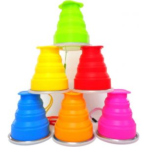 Mevronisshop-6 Pièces Verre Pliable, Silice Gobelet Pliable, Réutilisable Gobelet Retractable, Tasse Pliable Avec Couvercle, Mug Pliable Convient Pour Lextérieur Voyages Pique Nique Camping Randonnée - Neuf