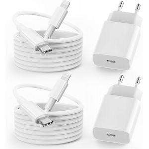 Lot de 2 pour Chargeur Rapide iPhone 25W PD USB-C Prise Secteur - Neuf