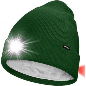 Unisexe 8 Led Bonnet Lampe Frontale,Usb Rechargeable Rouge Feu Arrière Clignotant Chapeau De Course Lumière Chaud Polaire Doublée Tricot Bonnet Cadeaux Pour Hommes Et Femmes - Neuf
