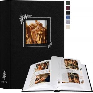 Album Photo Scrapbooking,Petit Lin conception de fen&ecirc;tre DIY Album 60 Pages Blanches Avec S&eacute;parateurs de Cellophane Pour 9x13cm 10x15cm 13x18cm Photos (19x27cm,Noir) - Neuf