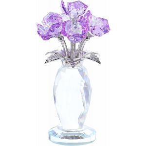 Bouquet de roses en cristal - Cadeau romantique pour femme - D&eacute;coration d'int&eacute;rieur - Anniversaire de mariage - Cadeau d'anniversaire de Saint-Valentin pour petite amie, &eacute;pouse, partenaire - Neuf