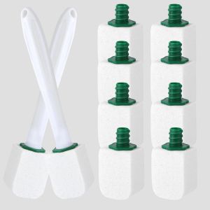 Eryi-Pierre Ponce Brosse Toilettes Wc,10 Recharges De Nettoyage Ponce Avec Poignée Réutilisable,Nettoyage Efficace,Pour Les Toilettes, Les Cuisines,Les Éviers Et Les Lavabos(Blanc) - Neuf