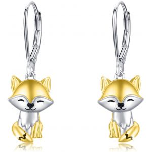 Chenquansarl-Boucles D'oreilles Créoles Pour Fille En Argent Sterling 925 - Motif Paresseux, Cheval, Panda, Renard - Petites Boucles D'oreilles Rondes - Pendentif Animal - Cadeau De Saint-Valentin Po - Neuf