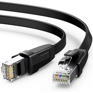 EUOP-Cat 8 Plat Câble Ethernet Rj45 Réseau Haut Débit 40Gbps 2000Mhz Poe 8P8C Compatible Avec Ps5 Ps4 Tv Box Pc Cpl Routeur Modem Xbox Switch 1M - Neuf