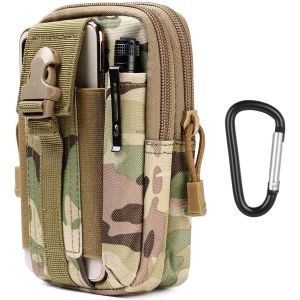 Sac Tactique Ceinture,Nylon Sacoche Ceinture|CP Camoufler|Multifonctionnelle Molle EDC Gadget Sac pour Téléphone,Plein-Air,Randonnée,Alpinisme et Cyclisme (avec 1* Mousquetons) - Neuf
