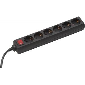 Bloc multiprise avec interrupteur IP20 1,4 m, noir, 7430520 - Neuf