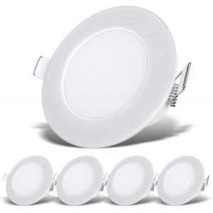 Nouvelhorizonstore-Set De 5 Spots Led Encastrables Salle De Bain, Plats, Ip65, Couleur De Lumi&iquest;&iquest;Re Blanc Neutre, Dimension Du Trou 68mm, Spots Led, Spot Encastrable, Plafonnier Salle De Bain, 86x30mm, - Neuf