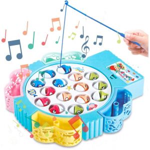 Jeu de pêche de bureau, jouet musical éducatif, cadeau d'Halloween, poisson rotatif coloré, jouet électrique pour garçons et filles de 3, 4 et 5 ans - Neuf