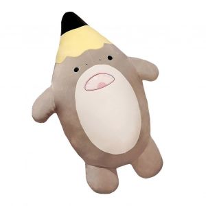 Coussin en peluche en forme de requin amusant, poupée en forme de requin, coussin de canapé, poupée de chiffon apaisante pour fille-Gris - Neuf