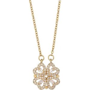 Kal-Collier Coeur Pour Femme Pendentif Trèfle À Quatre Feuilles Amour Bijoux Plaqué Or Acier Inoxydable D'amour Chaîne Pour Saint Valentin Noël Anniversaire Cadeau - Neuf