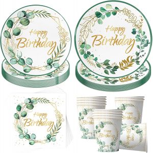 Sjzg-Kit Vaisselle Anniversaire,Party Set, Assiettes, Serviettes Et Gobelets, D&eacute;coration De Table, D&eacute;coration D'anniversaire,Assiette Carton Papier Tasses Serviettesr Nappe Pour F&ecirc;te De No&euml;l - Neuf