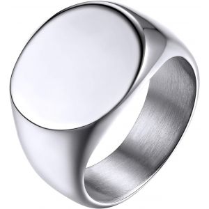 Tianyi-Goldchic Bague Homme Chevalière Personnalisé Prénom Initial Monogramme Acier Inoxydable Anneau Garçon Gotique-[Carré-Argenté/Or/Noir]-Bijoux Cadeau Pour Mari Père Couple Anniversaire - Neuf