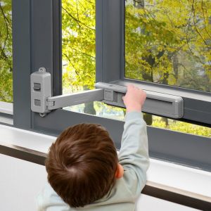 Child Safety Window Limiter,Baby Safety Window Locks,Child Proof Window Lock,3m Vhb Adhesive,Easy Remove (Grey) - Neuf