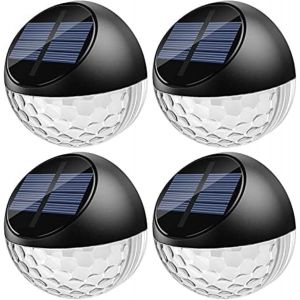 Lot De 4 Led Lampes Solaire Applique Murale Ext&eacute;rieur Ip65 &Eacute;tanche &Eacute;clairage D&eacute;corative Lumi&egrave;re Blanc Chaud, Lampe De Cl&ocirc;ture Mur Terrasse Jardin Porte D'entr&eacute;e Escalier Cour All&eacute;e Chemin - Neuf