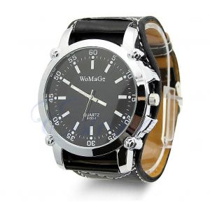 Mode Luxe Homme Montre Quartz Acier Cadran Sport Bracelet Cuir Analogique Montres - Neuf