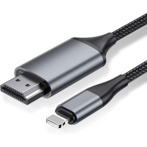VornixorSarlshop-Adaptateur Lightning vers HDMI 2.0m pour iPhone 14/13/12 & YouTube vers TV - R&eacute;solution HD 1080P (iOS 18/17 - Non Compatible iPhone 16/15/Netflix) - Neuf