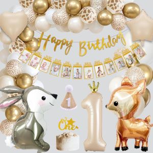 ChicSlick-Decoration Anniversaire 1 An, Anniversaire 1 An Fille Garcon,Beige Or Ballon Anniversaire 1 An,Deco Anniversaire 1 An,Ballon 1 An Bannière Joyeux Anniversaire Pour Decoration Anniv[X186] - Neuf