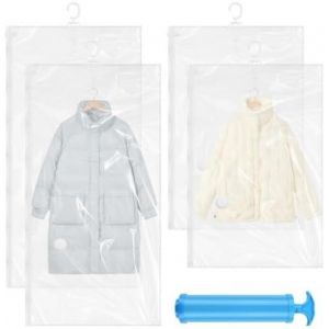 loc-4 Paquets Sacs De Rangement Sous Vide Suspen E,Housse Vetement Sous Vide,Sac De Rangement Sous Vide,Transparents Et R&eacute;utilisables Housse Sous Vide Pour Vetement,2Pcs 135 * 70Cm + 2Pcs 105 * 70Cm - Neuf