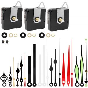 MEVRONISSHOP-3 Pi&egrave;ces M&eacute;canisme Mouvement d'Horloge, Quartz Silencieux Mecanisme Mouvements, M&eacute;canisme Horloge &agrave; Pile, avec 7 Paires Horloge Aiguilles pour Horloge &agrave; Pile (18 mm) - Neuf