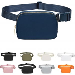 KALANKA-Sac Banane pour Femme et Homme, Sac Banane Tendance Sacs Bandoulière en Nylon Sacs de Voyage avec Sangle Réglable pour Sports de Plein Air Voyage en Course à Pied (Bleu Marine) - Neuf