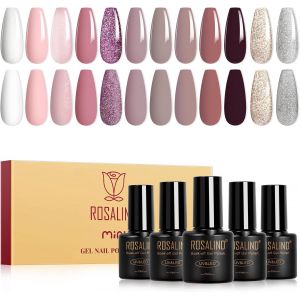 Maa-Vernis Semi Permanent,12 Couleurs Blanc Rose Violet Avoine Marron Paillettes Or Argent Vernis Gel, Soak-Off Mini Uv/Led Vernis À Ongles Semi-Permanent Printemps Été Manucure - Neuf