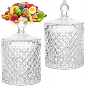 Cmws-2 Pi&egrave;ces Bocal &Agrave; Bonbons En Verre Avec Couvercle, Pot Verre Bonbons 300ml, Bonbons En Cristal Bocaux Transparent Pour Bonbons, Collations, Fruits, Conserves - Neuf