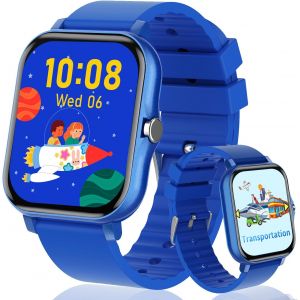 KAL-Montre Connectée Enfant Filles Garçons Avec 1,57 Pouces Bricolage Visage Apprendre Cartes Musique Histoires De Chevet, Montre Enfant Anniversaire Cadeaux Jouets Pour Enfants 4 5 6 7 8+ (Navy Blue - Neuf