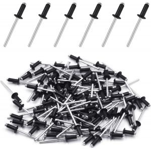 Rivet Pop Rivets Plaque Immatriculation Noir Aluminium pour Pince a Rivet 100 Pcs Rivets Aveugles Rivet 4 mm x 8 mm Rivet Inox Plein Alu Pop Tete Large pour Métal Bois Plastique (4 mm x 8 mm) - Neuf