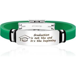 Kal-Bracelet De Remise De Dipl&ocirc;me Personnalisable | Acier Inoxydable Avec Symbole De Toque & La Remise De Dipl&ocirc;me N'est Pas La Fin, C'est Le D&eacute;but | Cadeau &Eacute;tanche En Silicone Pour Lui Et Elle - Neuf