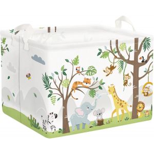 Tianyi-Panier Rangement B&eacute;b&eacute; Arbre Animaux Corbeilles &Agrave; Linge Sale Gar&ccedil;ons Filles Pour V&ecirc;tements Boite De Rangement Jouets Pour Salle De Bain Chambre &Agrave; Coucher, Blanc, 40 * 30 * 30 Cm - Neuf