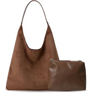 Sac fourre-tout avec petit sac &agrave; main en daim pour femme-Grand sac &agrave; bandouli&egrave;re-Uni-Grand sac &agrave; bandouli&egrave;re-Sac fourre-tout pour femme - Neuf