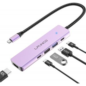 Hub USB C avec 4K HDMI, PD100W, USB C, 2*Ports Data USB A, Adaptateur USB C Multiports, Docking Station USB C pour iPhone 15/15 Pro, Galaxy S24, MacBook Pro/Air, iPad Pro/Air, Steam Deck etc. - Neuf