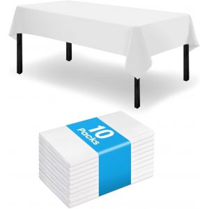 Ulteronixshop-Lot De 10 Nappe De Table De F&ecirc;te Blanche, 120 X 180 Cm Nappe Rectangulaire De F&ecirc;te Couverture De Table Impermeable Pour Mariage, No&euml;l, Pique-Nique, Mariage, Obtention Du Dipl&ocirc;me, Cockta - Neuf