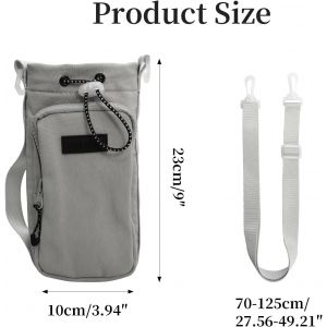 Sac Pour Bouteille D'eau Pour Tasse Stanley, Pochette De Bouteille Avec Pochette De T&eacute;l&eacute;phone,Bandouli&egrave;re R&eacute;glable Pour Randonn&eacute;e, Voyage, Camping (Rose) - Neuf