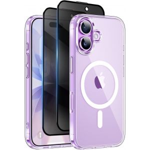 KALANKA-Helssitot Coque Magn&eacute;tique pour iPhone 17 avec 2 Verre Tremp&eacute; Anti-Espion,Compatible avec Mag Safe Militaire &Eacute;tui Housse,Antichoc Antirayures Bumper Protection-Transparente - Neuf