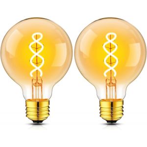 Ampoule Edison Vintage E27, 4w G80 Ampoule Led Blanc Chaud, 2700k Ampoule Led E27 Vintage Idéale Pour L'éclairage Nostalgique Et Rétro Dans La Maison Café Bar, Non Dimmable, 2 Pièc[Amp748349] - Neuf