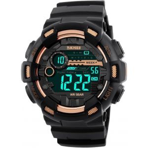 Sport Montre Homme Digital 50m Etanche Led Militaire Montres Bracelet Hommes Double Temps Date Calendrier Alarme Chronomètre 12h/24h Rétro Eclairage Plastique Homme Garçon Montre (Jaune) - Neuf