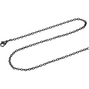 Tianyi-Cha&icirc;ne Collier Femme 2mm Argent/Plaqu&eacute; Or/Noir/Rose En Acier Inoxydable, Chaine Fine Maille For&ccedil;at Rolo Pour Pendentif - Longueur De 35 &Agrave; 75cm+5cm Bijou Accessoire Avec Bo&icirc;te - Neuf