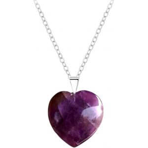 Meimieshop-Pendentif En Forme De C?Ur En Améthyste Naturelle Avec Cristaux De Guérison Pour Femmes,Cadeau Pour La Fête Des Mères,Pierres Précieuses D'amour,Collier En Acier Inoxydable,50 Cm,Grande,Gemme, - Neuf