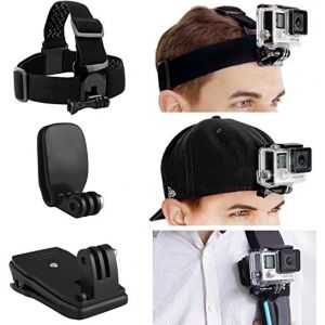 Ensemble de Fixation pour tête et Sac à Dos Compatible avec GoPro Hero/Osmo Action- 1 Fixation Frontale, 1 Clip pour Chapeau - 1 Clip pour Sac à Dos 1 Vis à ailettes est également Incluse.[F1441] - Neuf