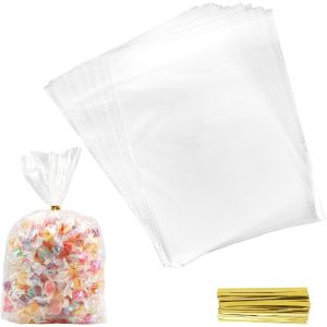 Kal-Sachet Bonbon,Sac Plastique,Sac Bonbon Anniversaire,Sac Plastique Transparent,Sachet Bonbon Transparent,Sachet Transparent Bonbon,Sachet De Bonbon,Sachets Transparents Pour Biscuits,20×28cm 50 Pi - Neuf