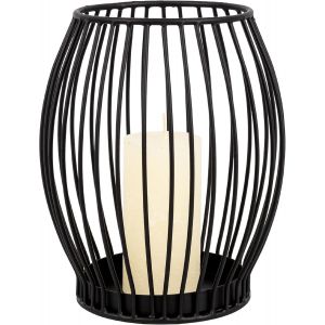 KALANKA-Porte-Bougie Noir - Grand photophore pour Bougies - Porte-Bougie Noir - Lanterne de décoration pour Salon - Décoration de Bougies en métal - Lanterne Noire - 16,7 x 18 cm - Neuf