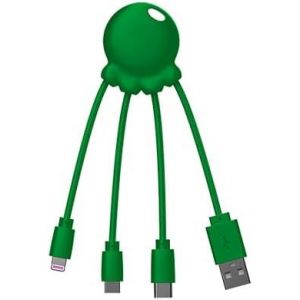 ERYI-Octopus - Câble Multi Usb 4 En 1 En Forme De Pieuvre - Chargeur Universel En Plastique Recyclé - Prise Usb-C, Lightning, Usb-A, Micro Usb Pour Smartphone - Vert - Neuf